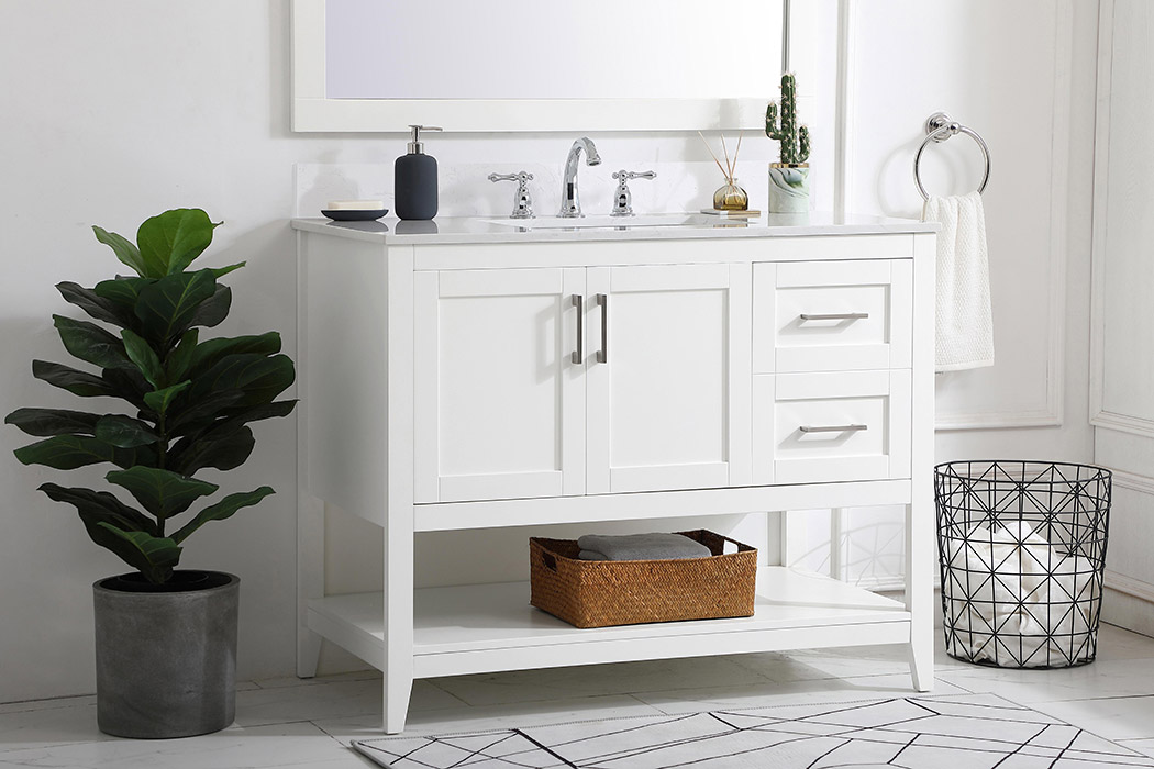 Elegant Bathroom Vanity - White (VF16042WH-BS)