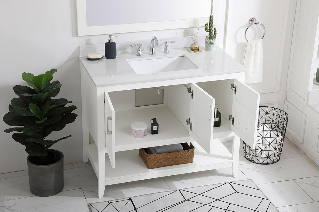 Elegant Bathroom Vanity - White (VF16042WH-BS)