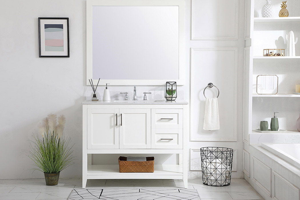 Elegant Bathroom Vanity - White (VF16042WH-BS)