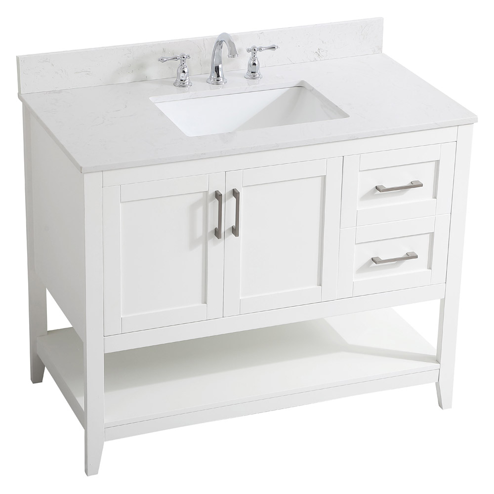 Elegant Bathroom Vanity - White (VF16042WH-BS)