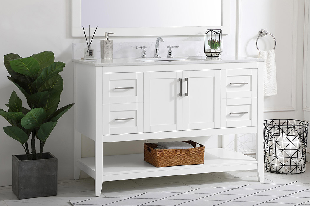 Elegant Bathroom Vanity - White (VF16048WH-BS)