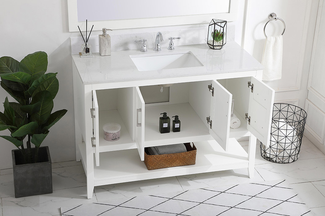 Elegant Bathroom Vanity - White (VF16048WH-BS)