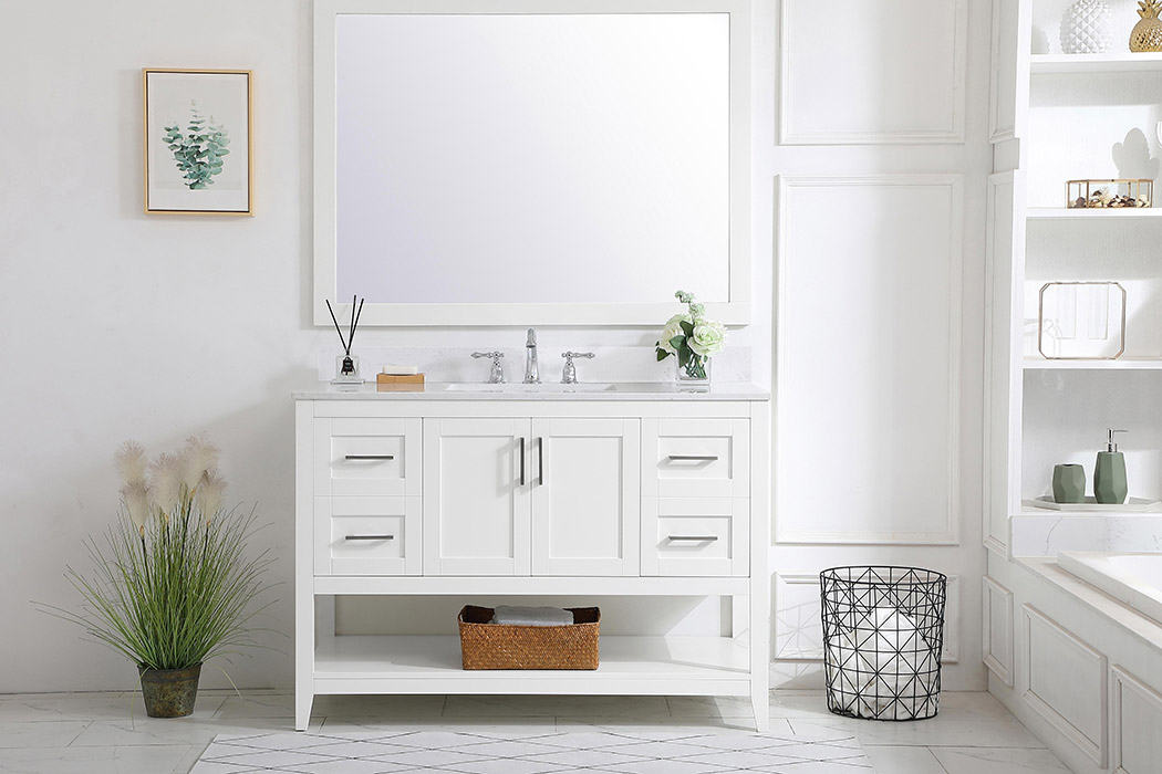 Elegant Bathroom Vanity - White (VF16048WH-BS)