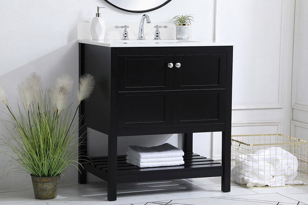 Elegant Bathroom Vanity - Black (VF16430BK-BS)