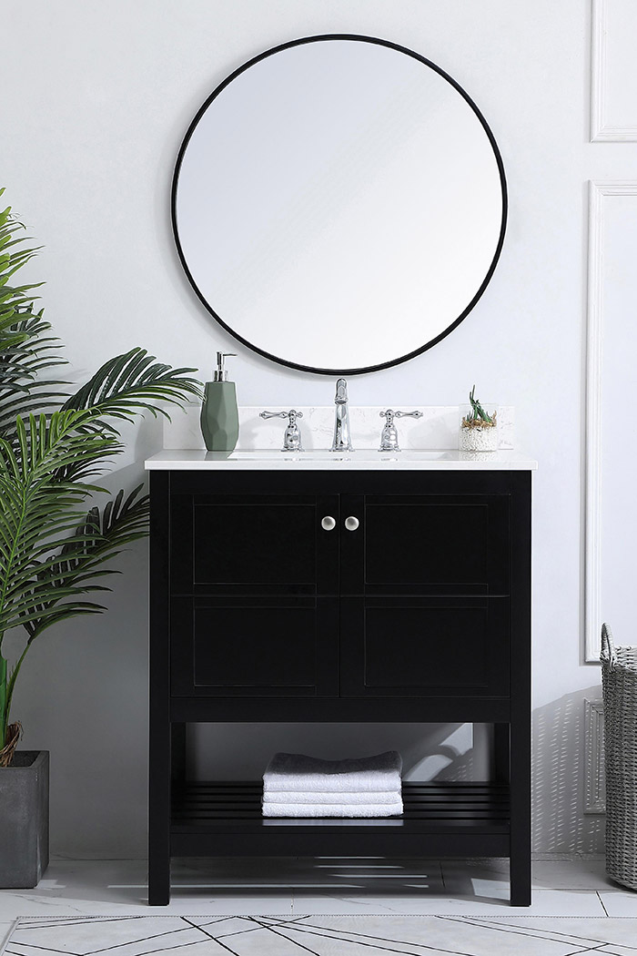 Elegant Bathroom Vanity - Black (VF16430BK-BS)