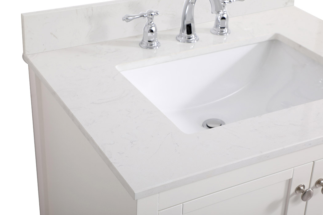 Elegant Bathroom Vanity - White (VF16430WH-BS)