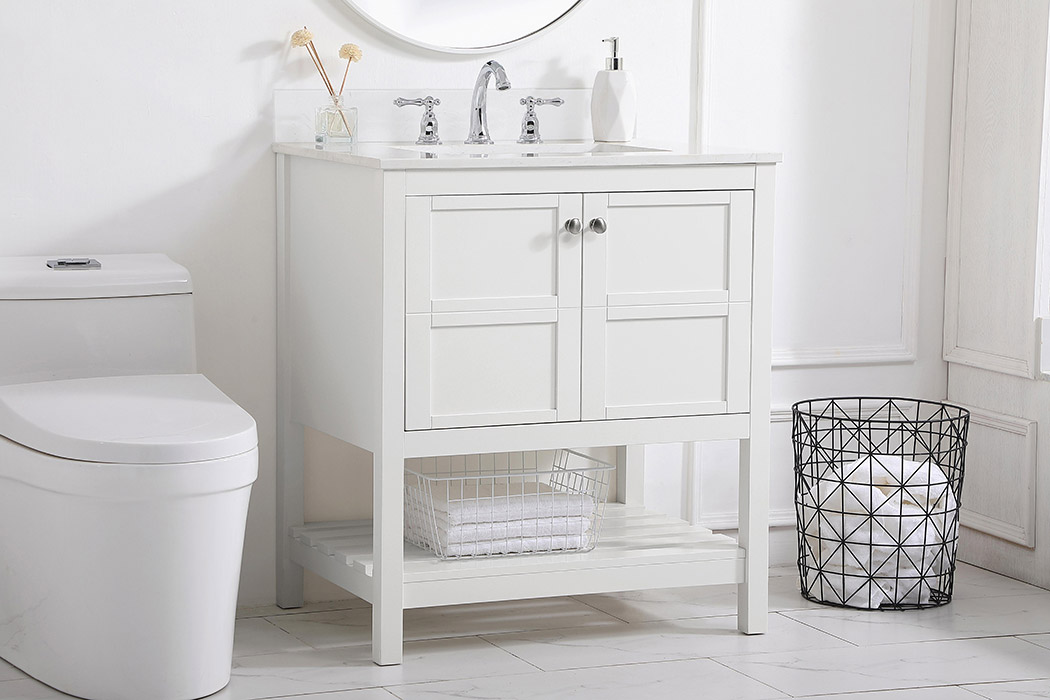 Elegant Bathroom Vanity - White (VF16430WH-BS)