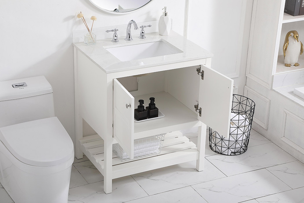 Elegant Bathroom Vanity - White (VF16430WH-BS)