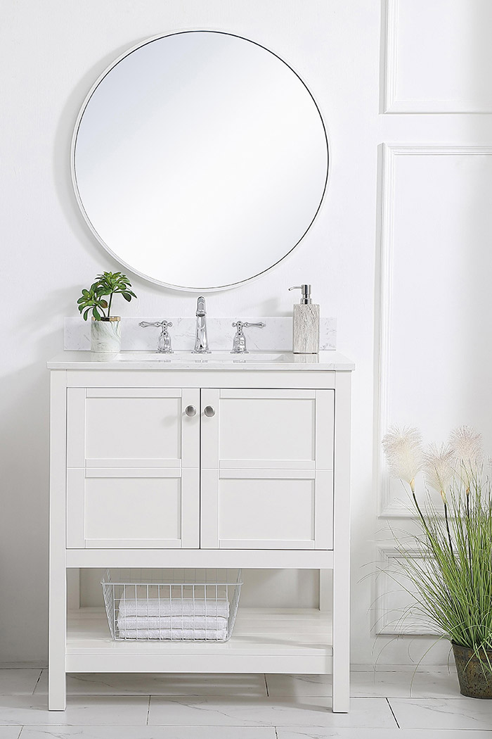 Elegant Bathroom Vanity - White (VF16430WH-BS)