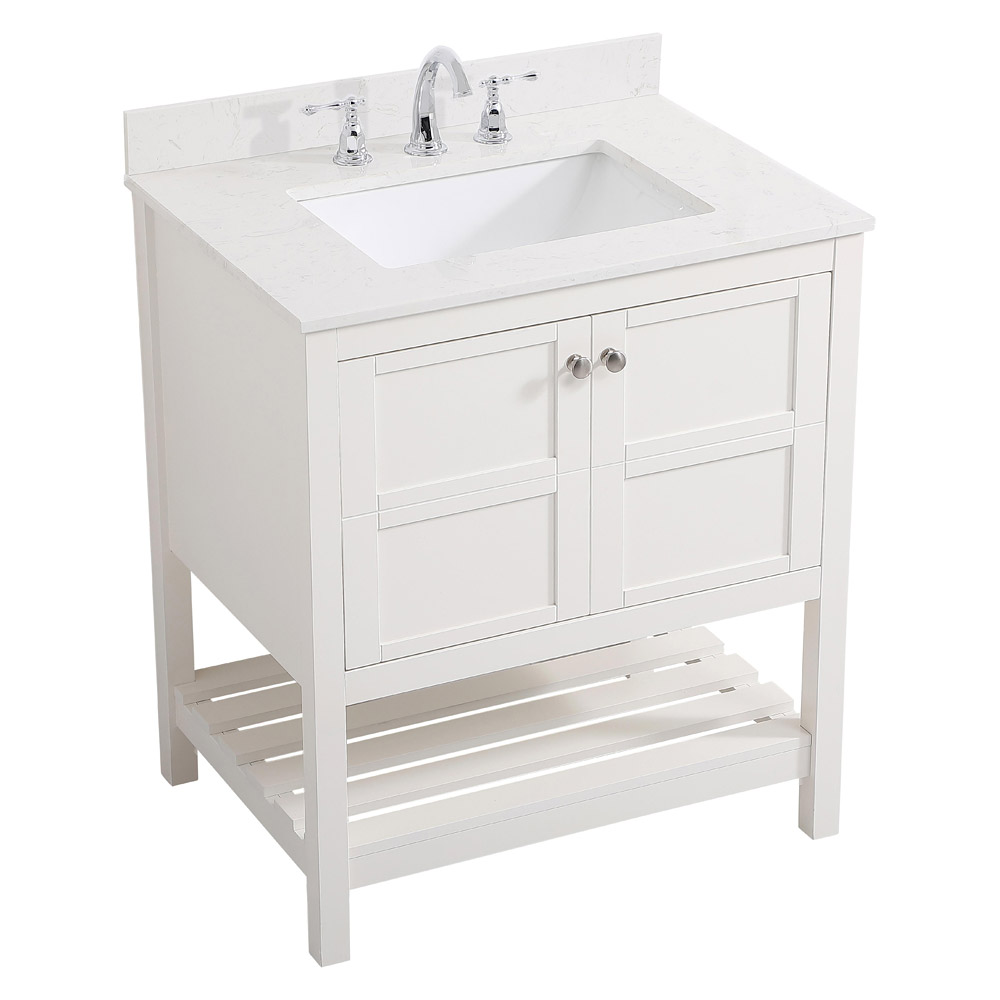 Elegant Bathroom Vanity - White (VF16430WH-BS)