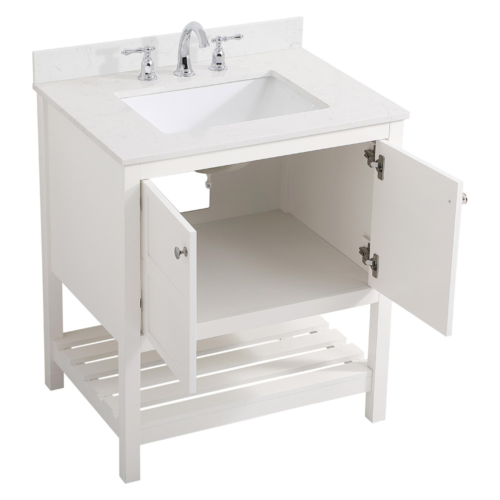 Elegant Bathroom Vanity - White (VF16430WH-BS)