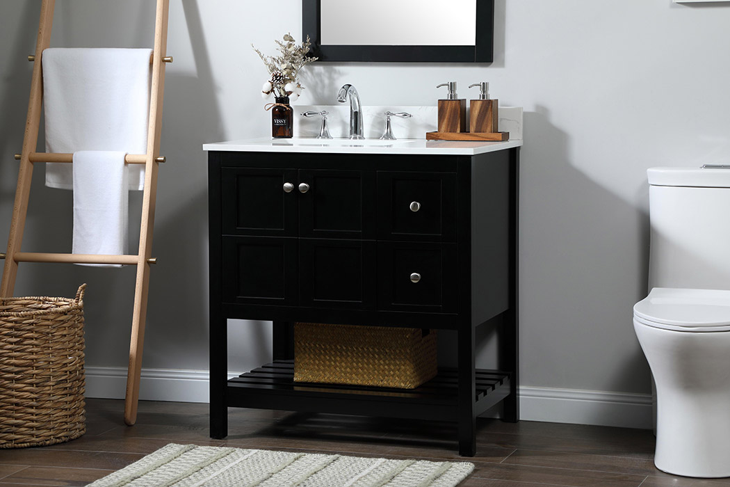 Elegant Bathroom Vanity - Black (VF16432BK-BS)