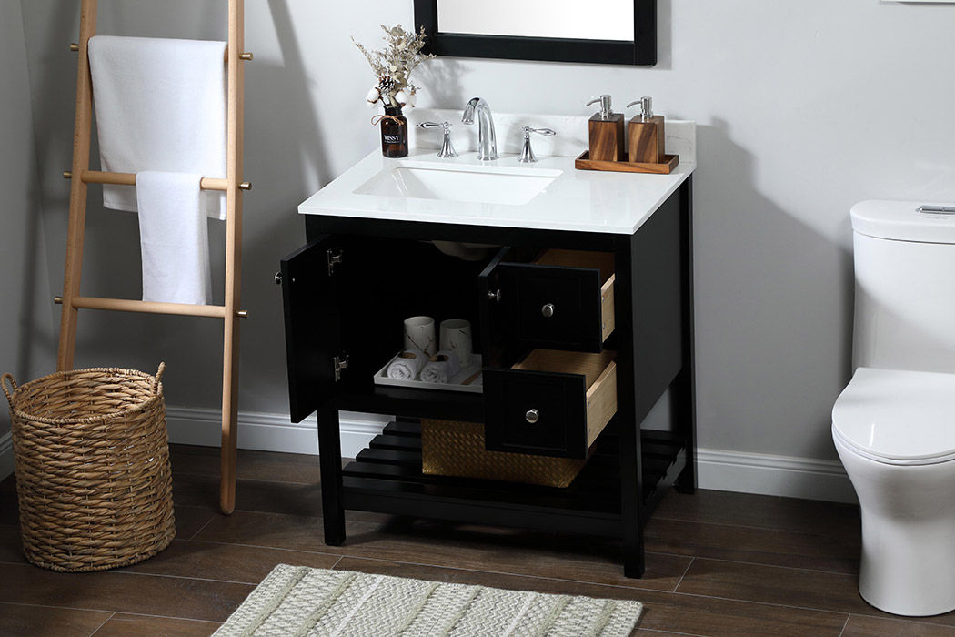 Elegant Bathroom Vanity - Black (VF16432BK-BS)