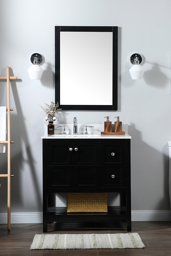 Elegant Bathroom Vanity - Black (VF16432BK-BS)