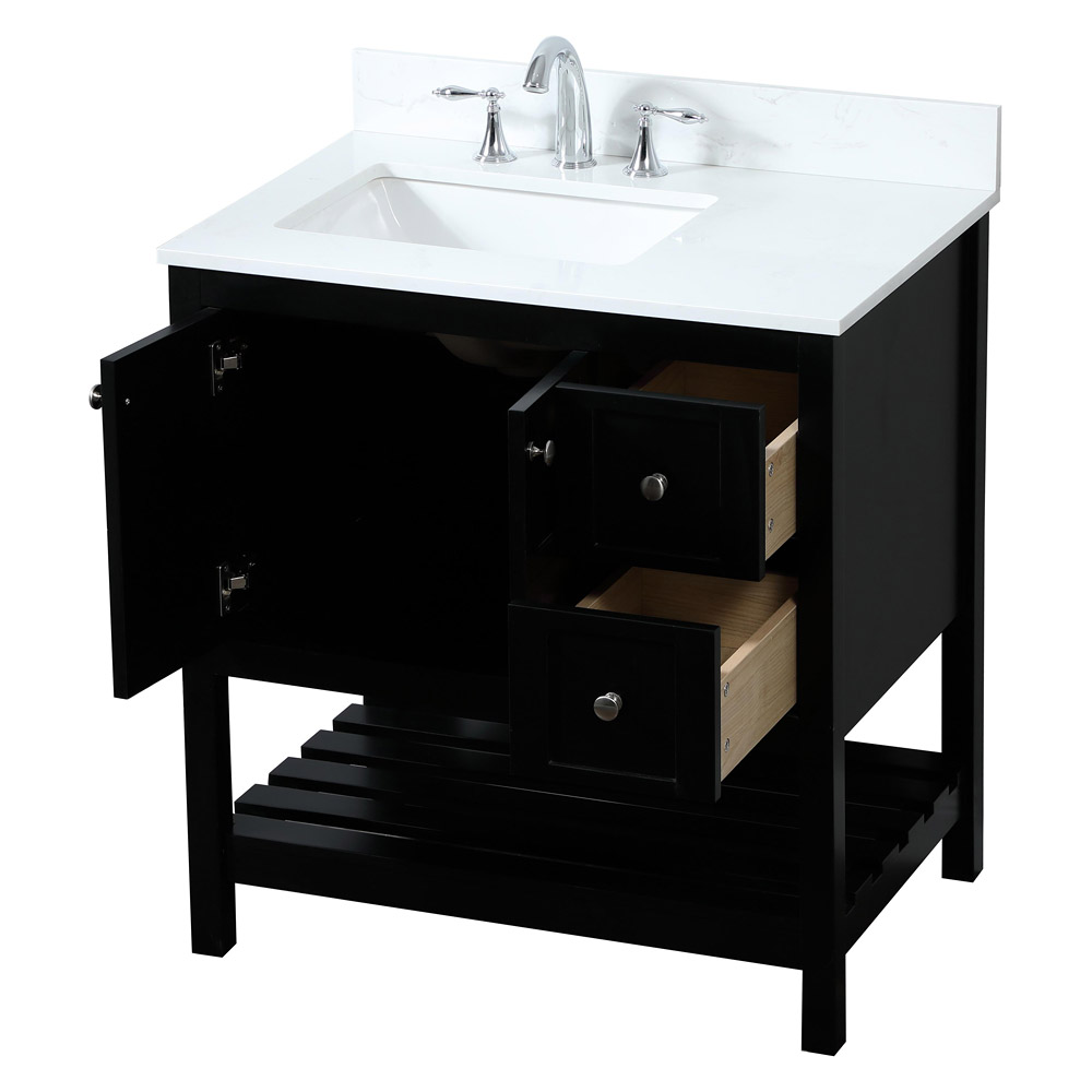 Elegant Bathroom Vanity - Black (VF16432BK-BS)