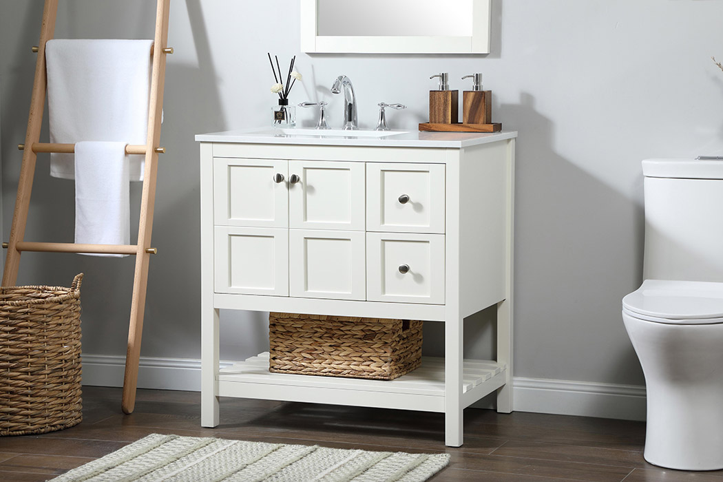 Elegant Bathroom Vanity - White (VF16432WH)