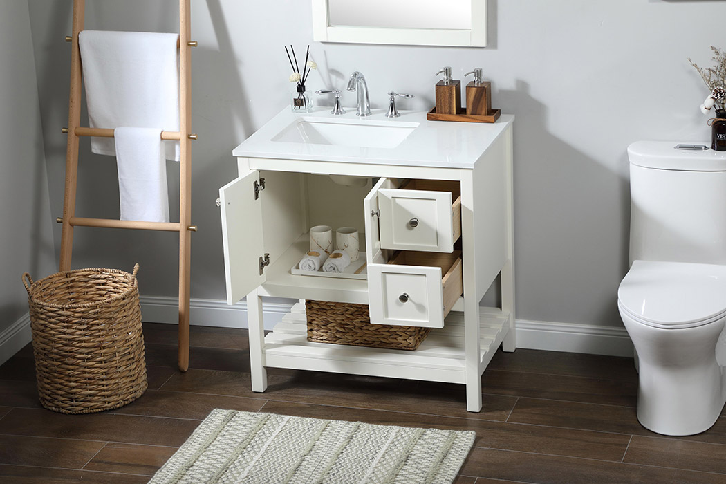 Elegant Bathroom Vanity - White (VF16432WH)