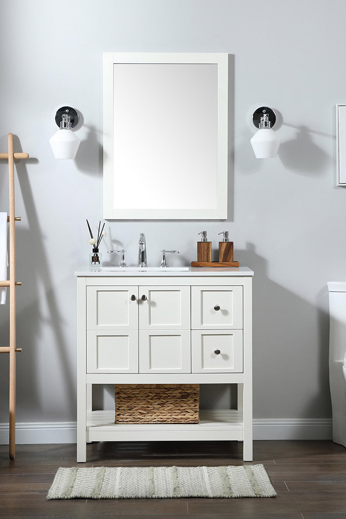 Elegant Bathroom Vanity - White (VF16432WH)