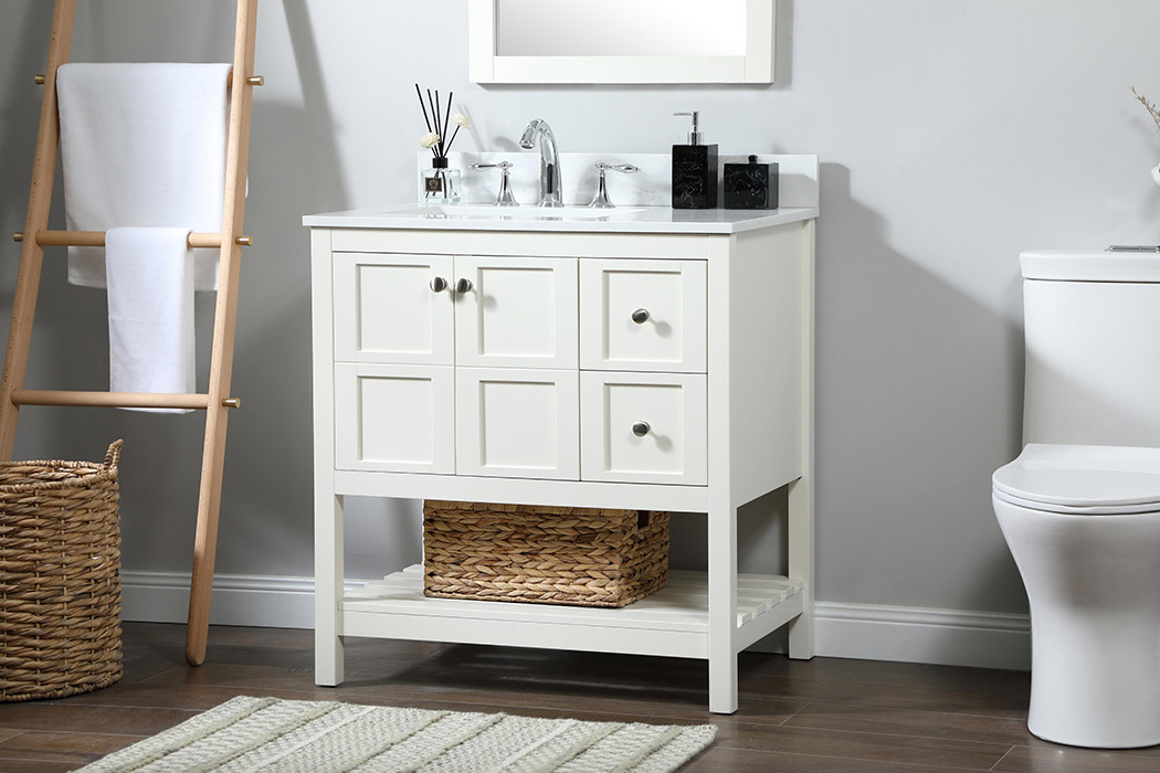 Elegant Bathroom Vanity - White (VF16432WH-BS)