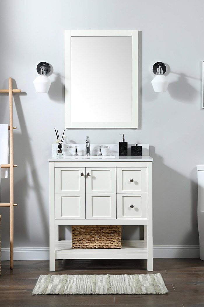 Elegant Bathroom Vanity - White (VF16432WH-BS)