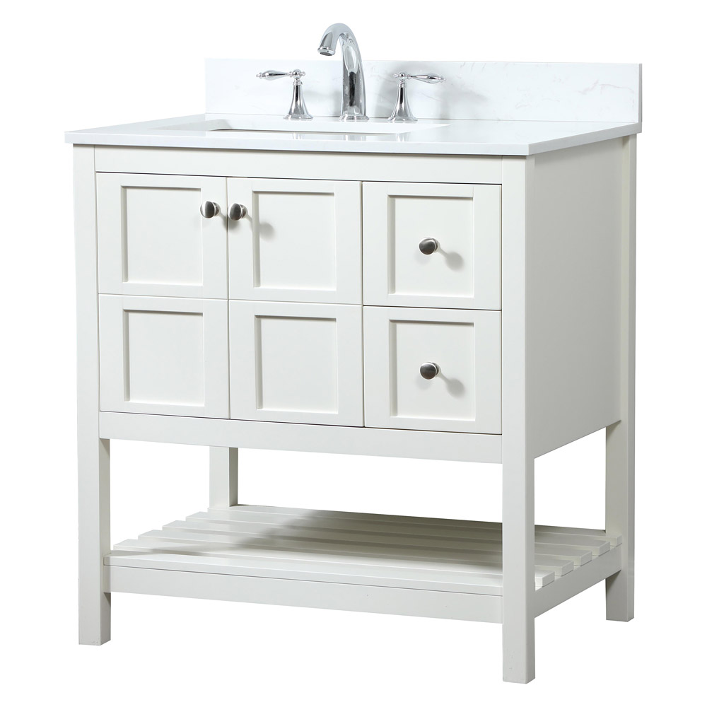 Elegant Bathroom Vanity - White (VF16432WH-BS)