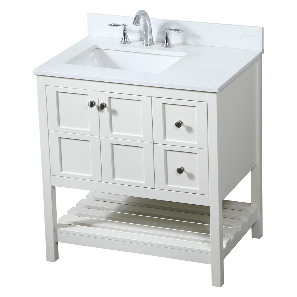 Elegant Bathroom Vanity - White (VF16432WH-BS)