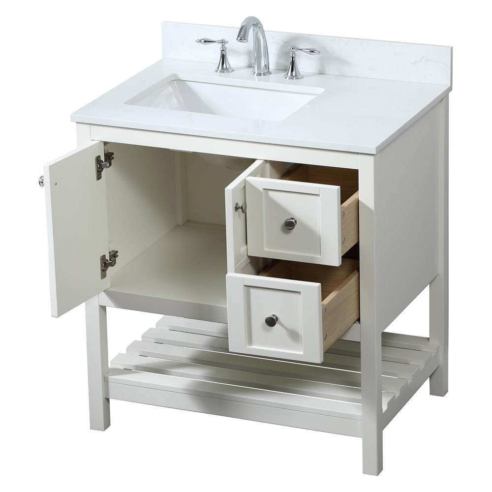 Elegant Bathroom Vanity - White (VF16432WH-BS)