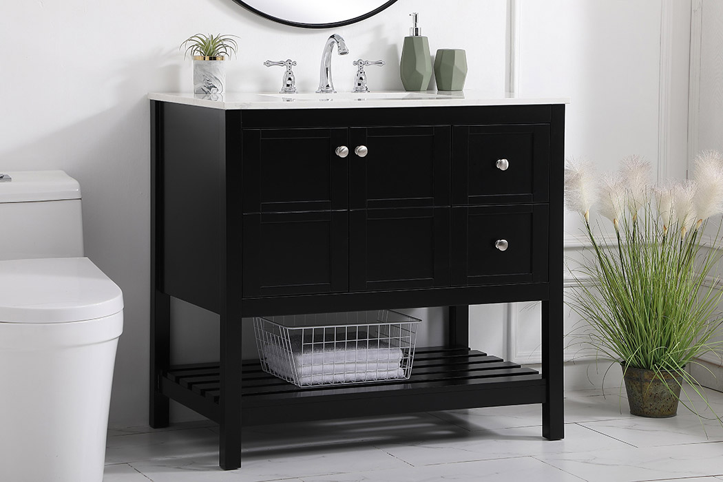 Elegant Bathroom Vanity - Black (VF16436BK)