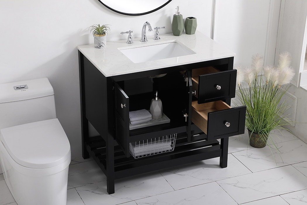 Elegant Bathroom Vanity - Black (VF16436BK)