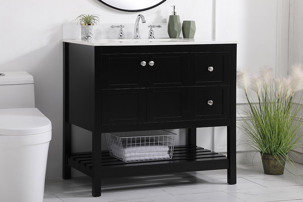 Elegant Bathroom Vanity - Black (VF16436BK-BS)