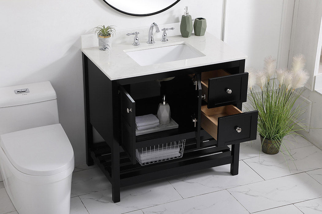 Elegant Bathroom Vanity - Black (VF16436BK-BS)