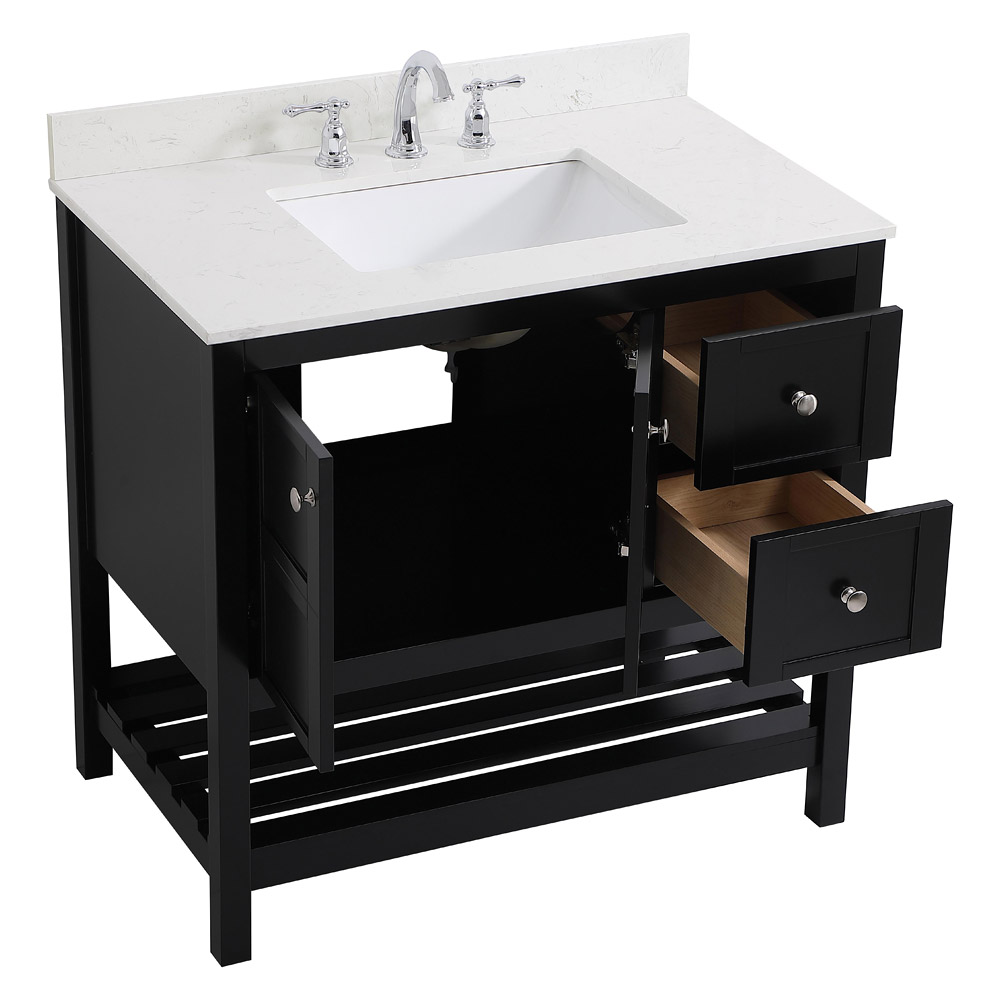 Elegant Bathroom Vanity - Black (VF16436BK-BS)