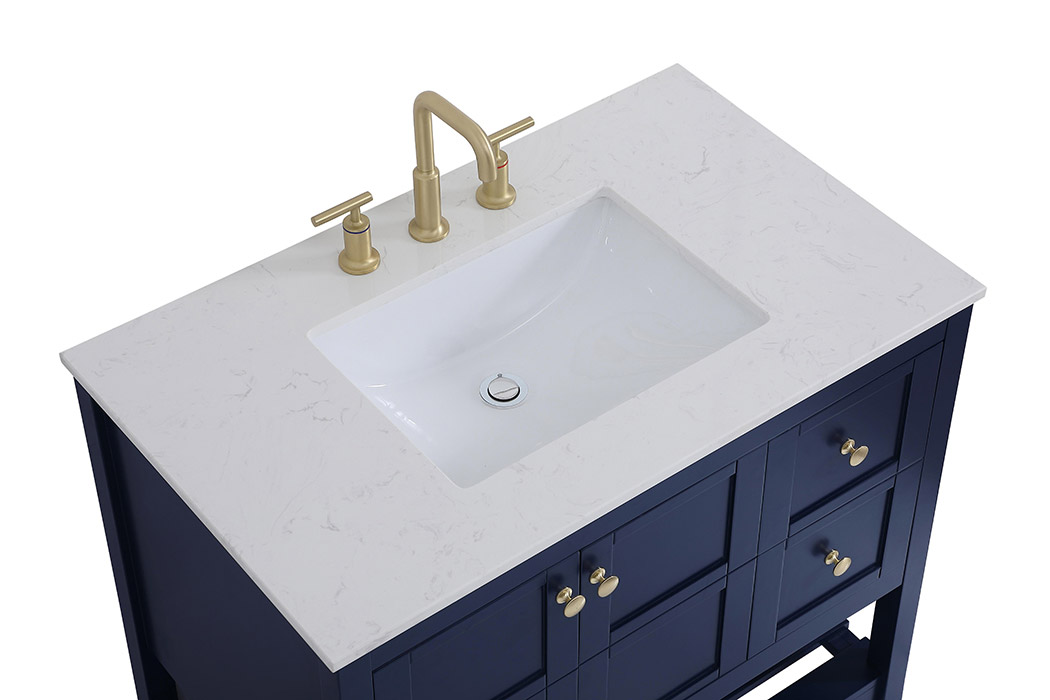 Elegant Bathroom Vanity - Blue (VF16436BL)