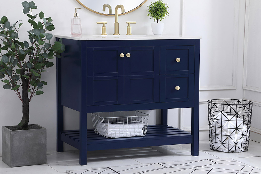 Elegant Bathroom Vanity - Blue (VF16436BL)