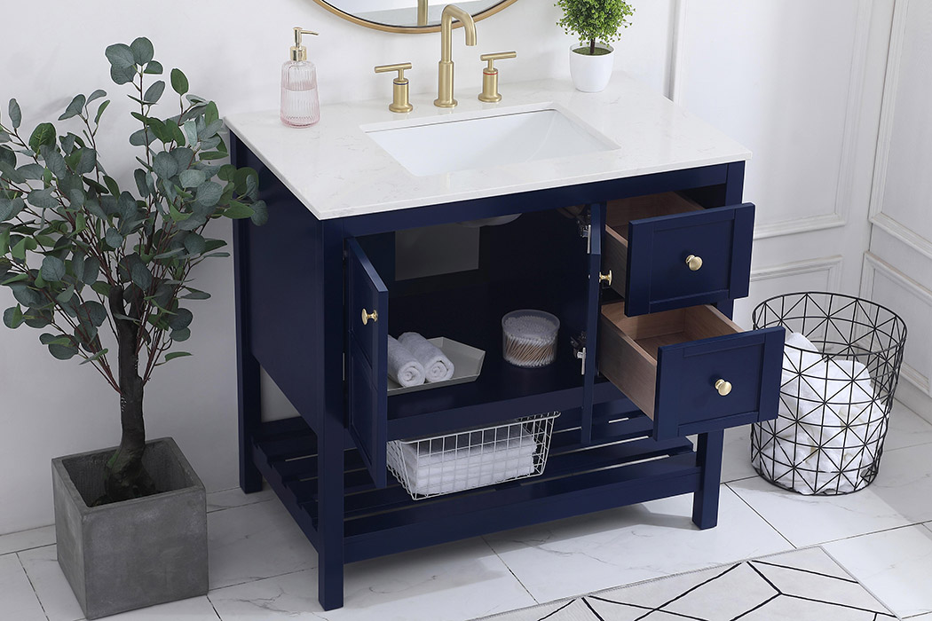 Elegant Bathroom Vanity - Blue (VF16436BL)