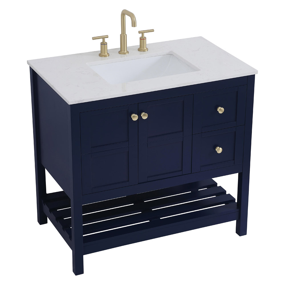 Elegant Bathroom Vanity - Blue (VF16436BL)