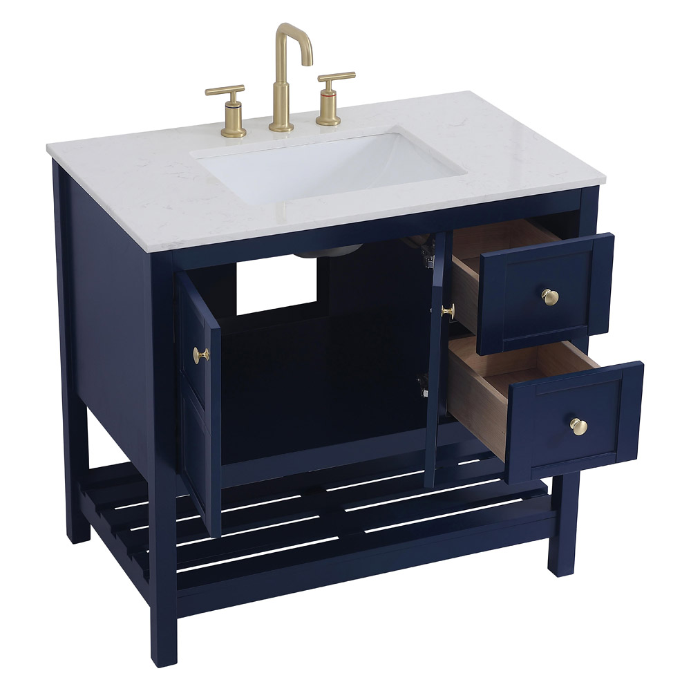 Elegant Bathroom Vanity - Blue (VF16436BL)