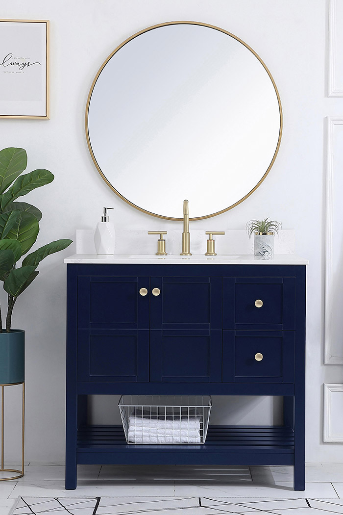 Elegant Bathroom Vanity - Blue (VF16436BL-BS)