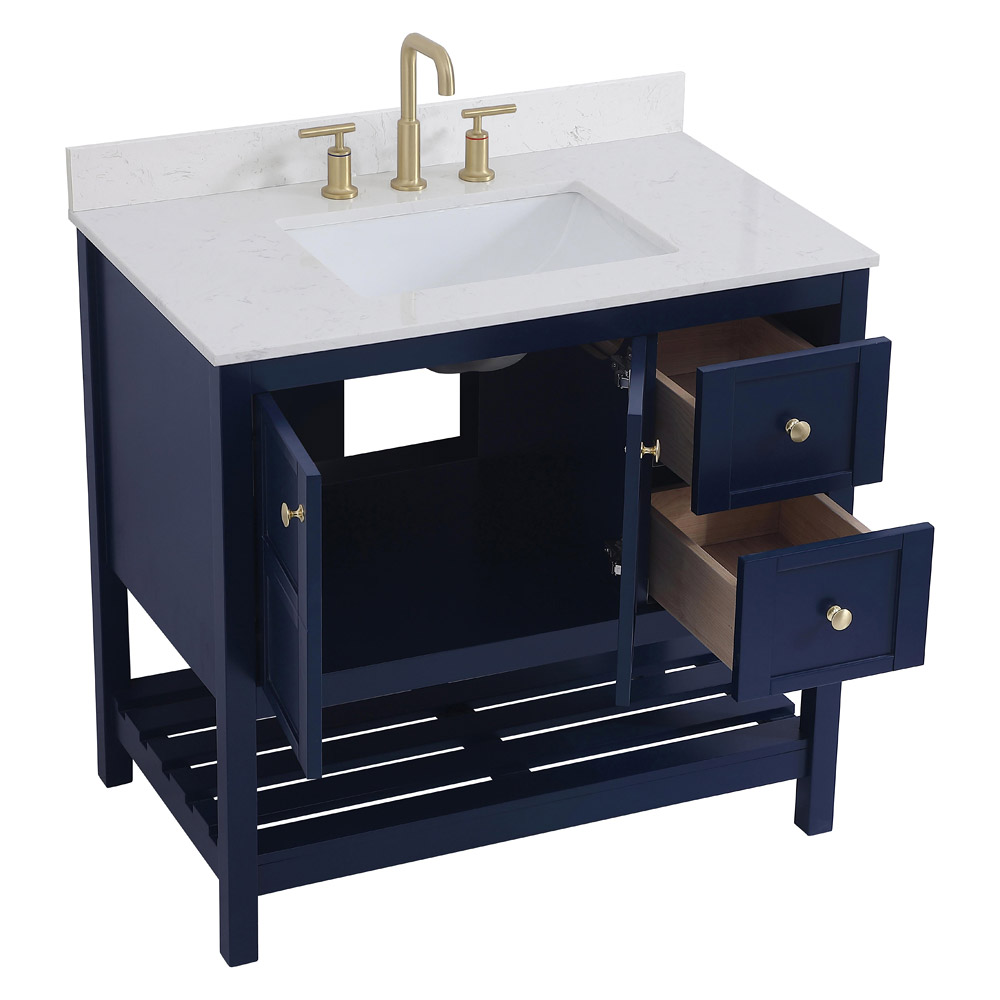 Elegant Bathroom Vanity - Blue (VF16436BL-BS)