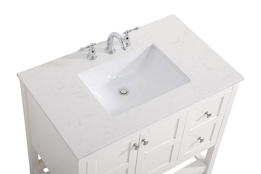 Elegant Bathroom Vanity - White (VF16436WH)