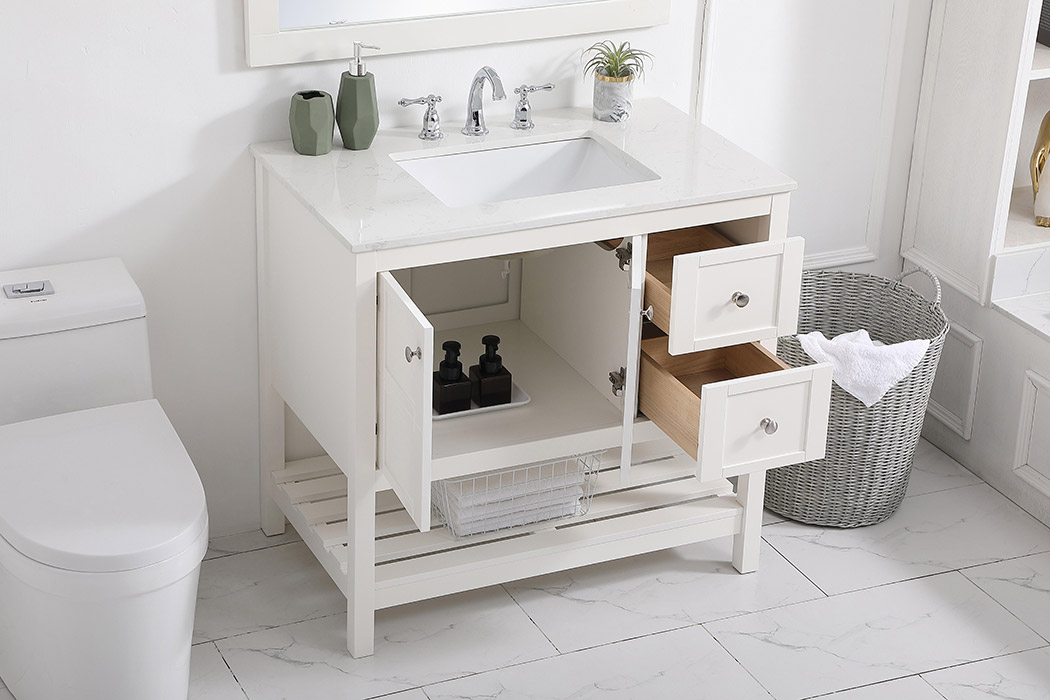 Elegant Bathroom Vanity - White (VF16436WH)