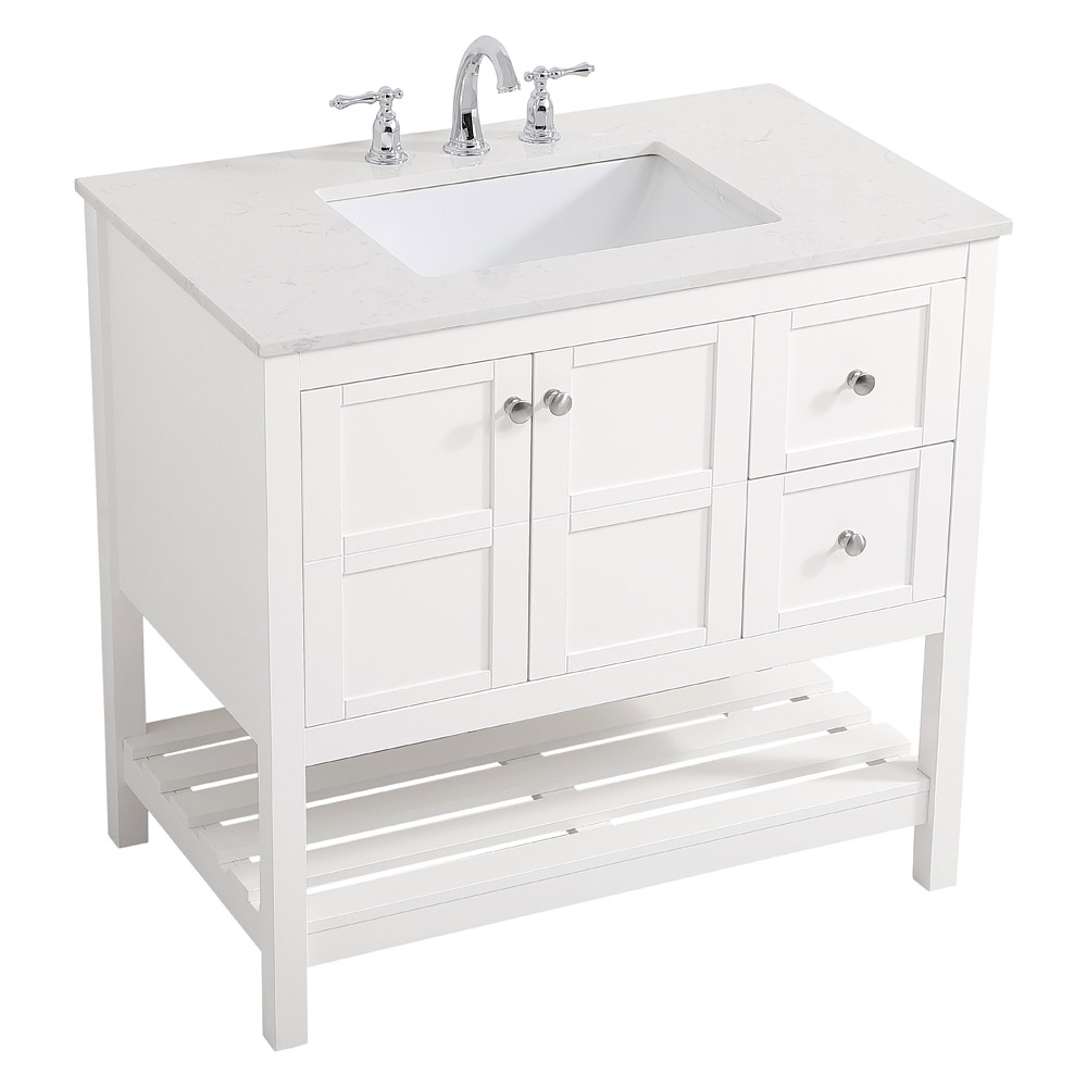 Elegant Bathroom Vanity - White (VF16436WH)