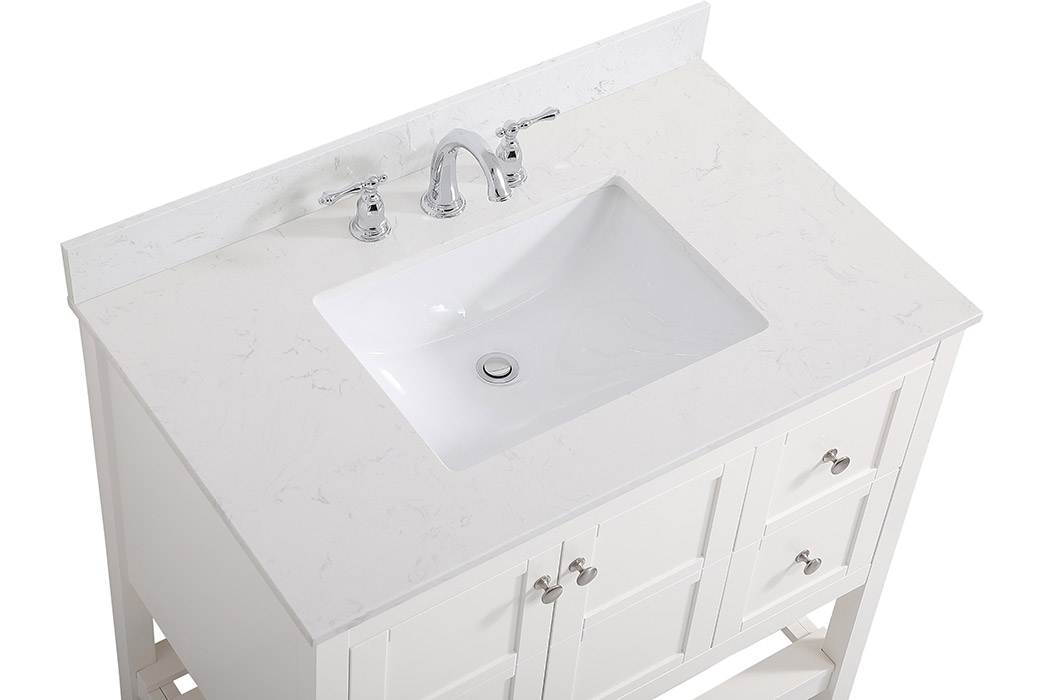 Elegant Bathroom Vanity - White (VF16436WH-BS)