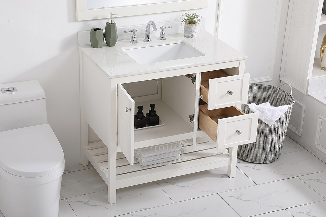 Elegant Bathroom Vanity - White (VF16436WH-BS)