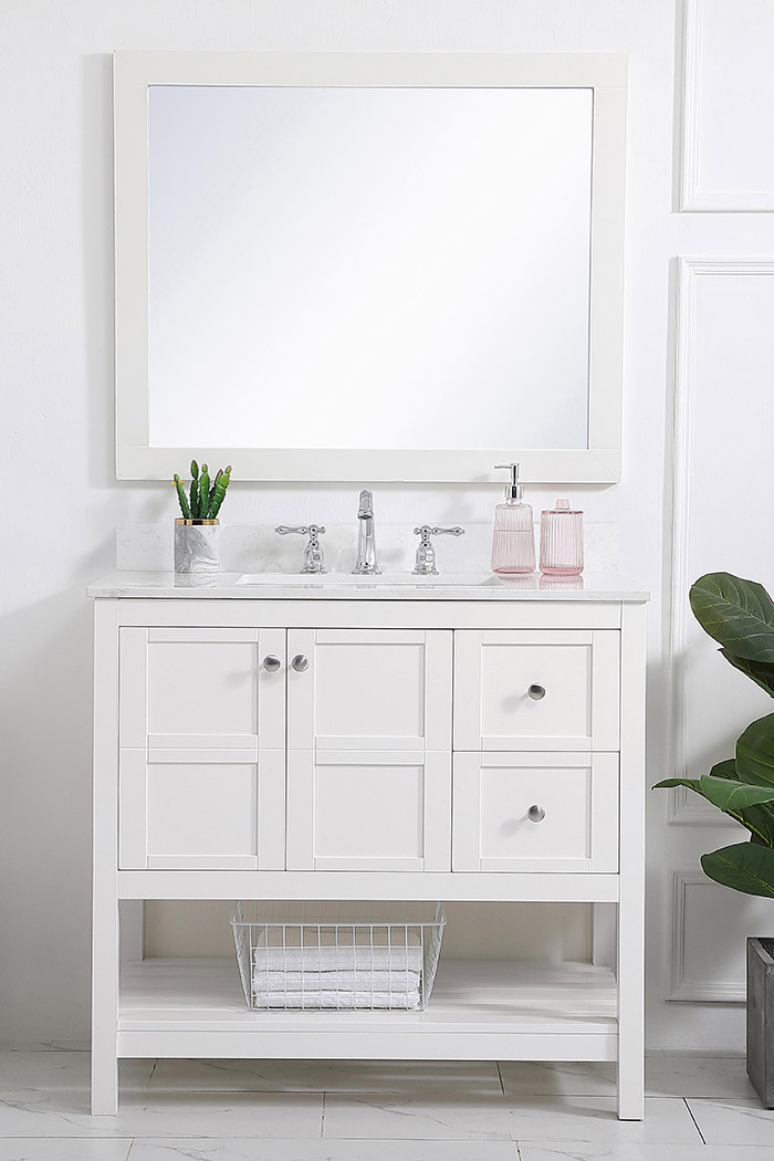 Elegant Bathroom Vanity - White (VF16436WH-BS)