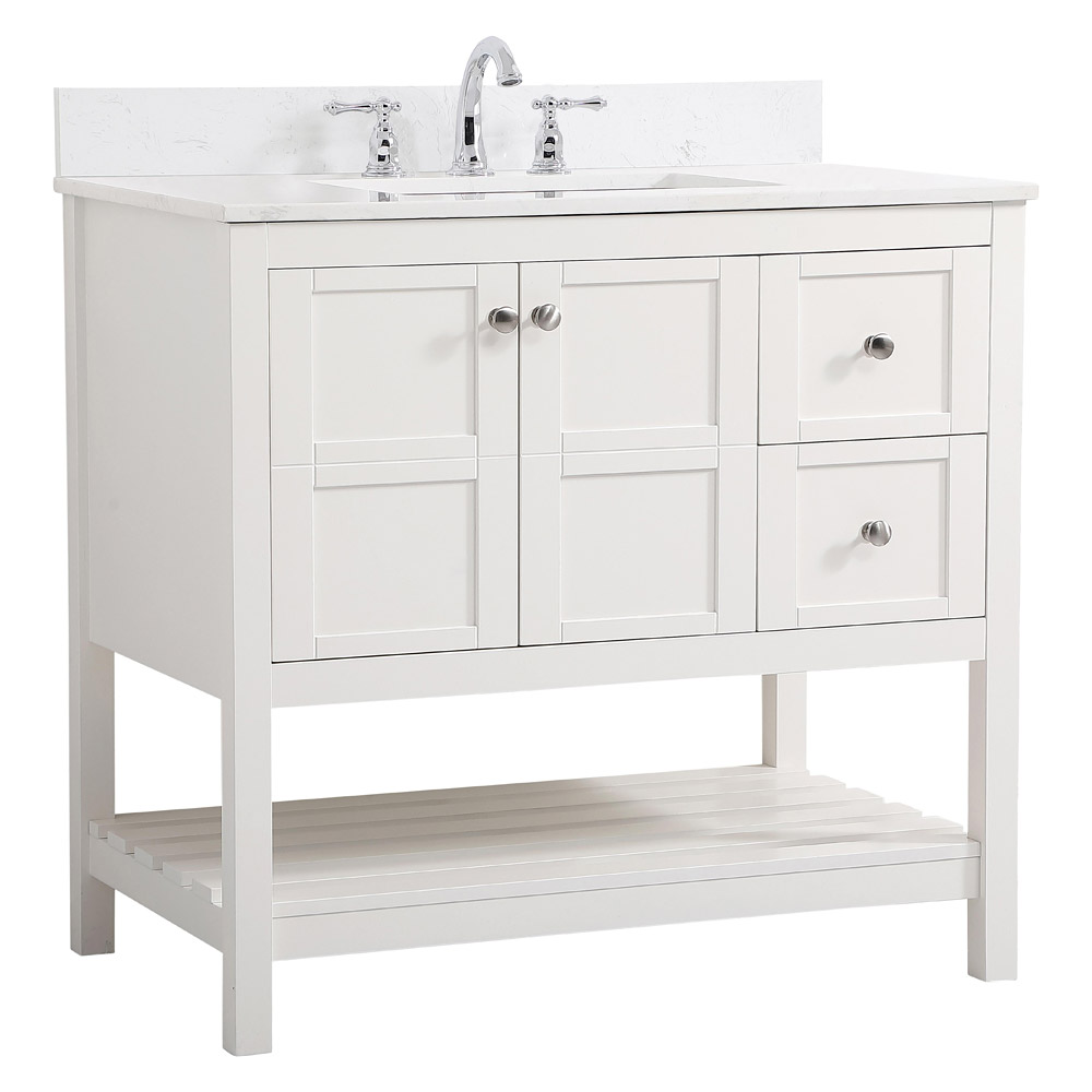 Elegant Bathroom Vanity - White (VF16436WH-BS)