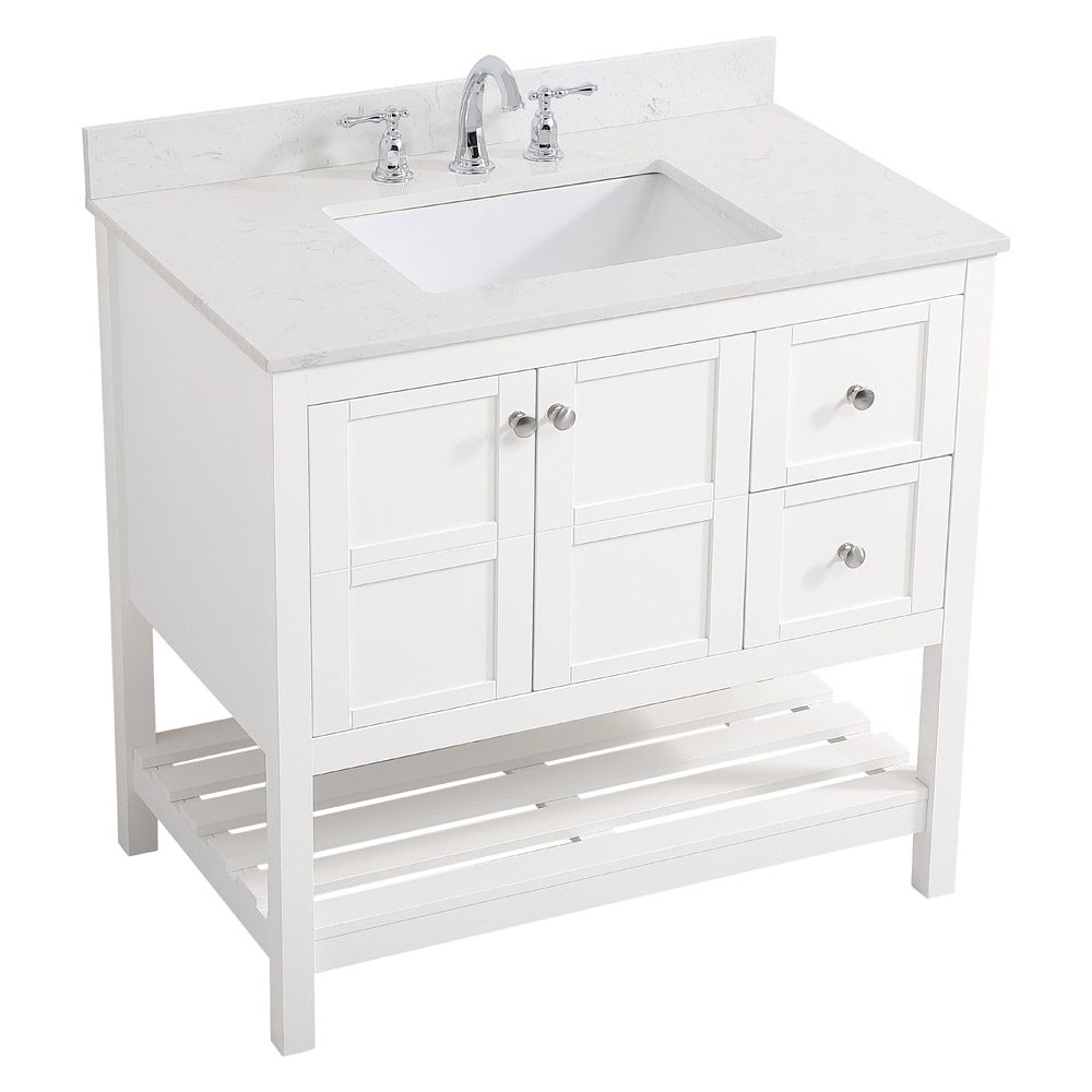 Elegant Bathroom Vanity - White (VF16436WH-BS)