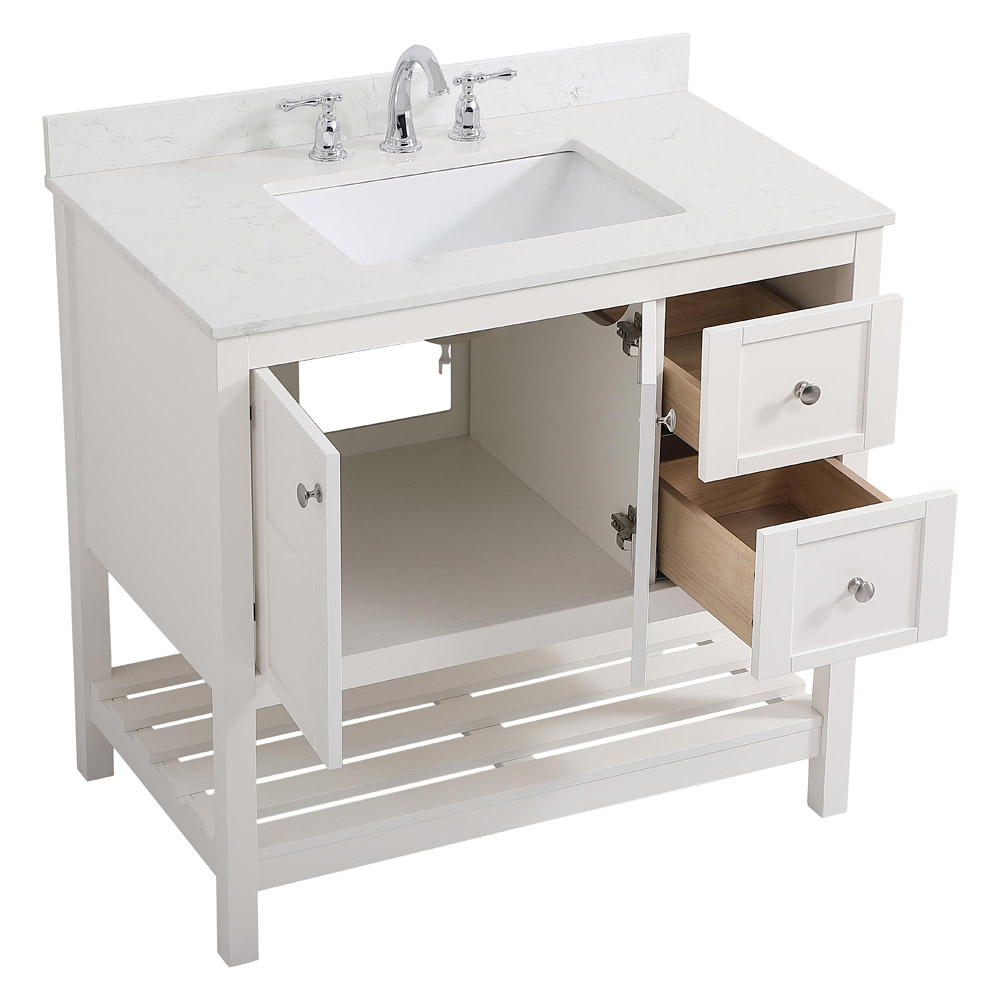 Elegant Bathroom Vanity - White (VF16436WH-BS)