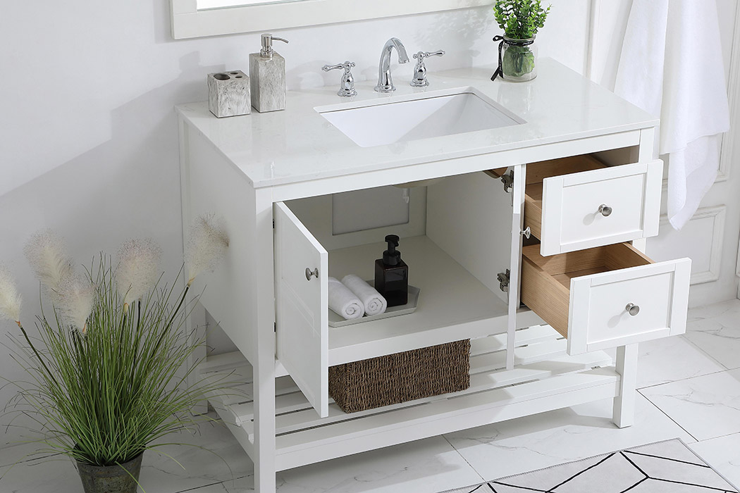 Elegant Bathroom Vanity - White (VF16442WH)