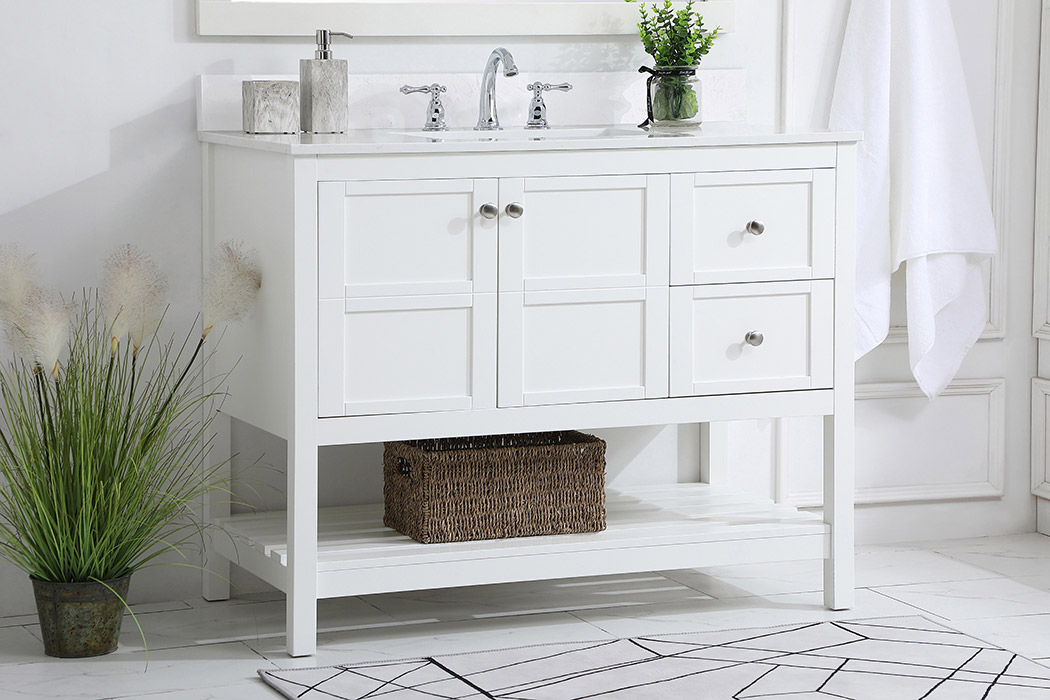 Elegant Bathroom Vanity - White (VF16442WH-BS)